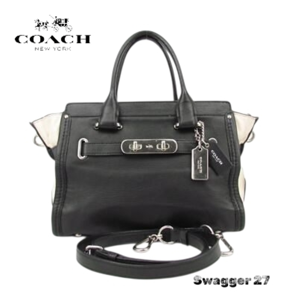 Coach Swagger 27 Black & Chalk Crossbody Satchel, Hang Tags & Original Crossbody
